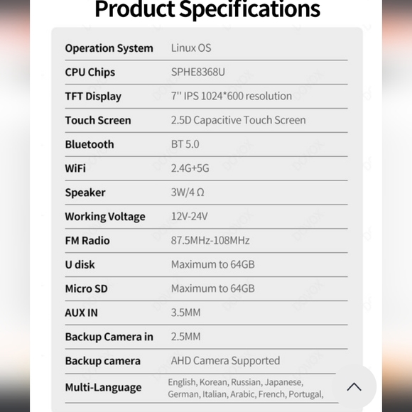 Dovox Carplay Stereo/Bluetooth Car Radio (Double Din Android Auto) - Picture 2 of 10